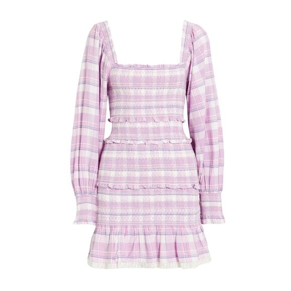 LoveShackFancy Dresses & Skirts - Love Shack Fancy Pink Plaid Stanley Smocked Mini Dress XS